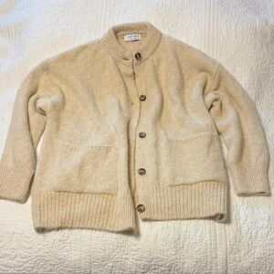 Topshop Beige Button-Up Cardigan